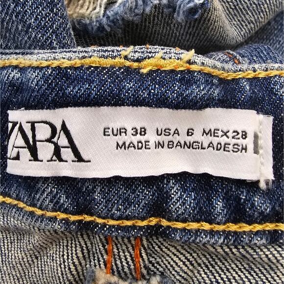Zara Relaxed Fit Low Rise Distressed Ankle Jeans Size 6 - Picture 9 of 11